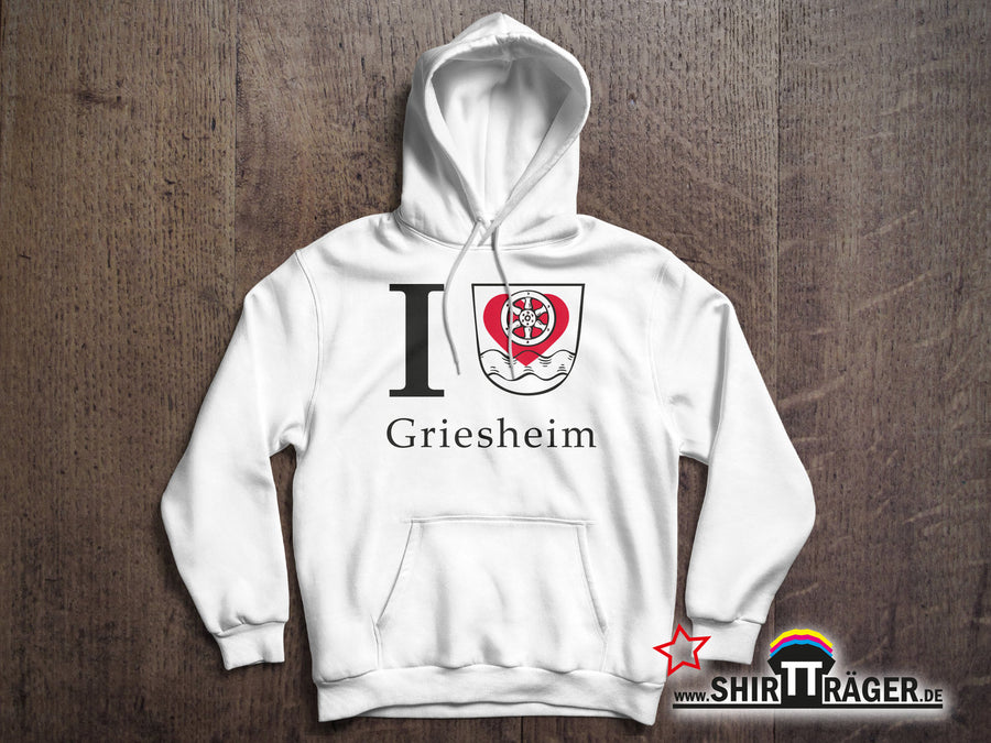 Bio Hoodie - "Griesheim Wappen" weiss, Unisex
