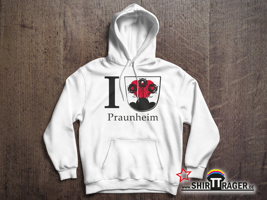 Bio Hoodie - "Praunheim Wappen" weiss, Unisex