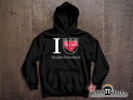 Bio Hoodie - "Nieder-Erlenbach Wappen" schwarz, Unisex