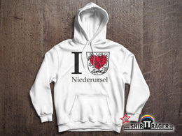 Bio Hoodie - "Niederursel Wappen" weiss, Unisex